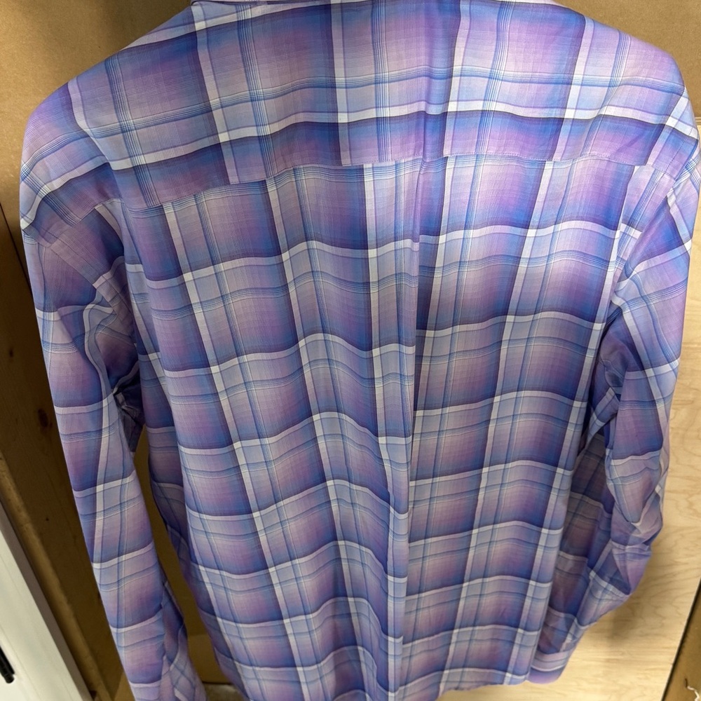 Bugatchi Men's Lavender and Light Blue Plaid Button-Down Shirt - Picture 2 of 3